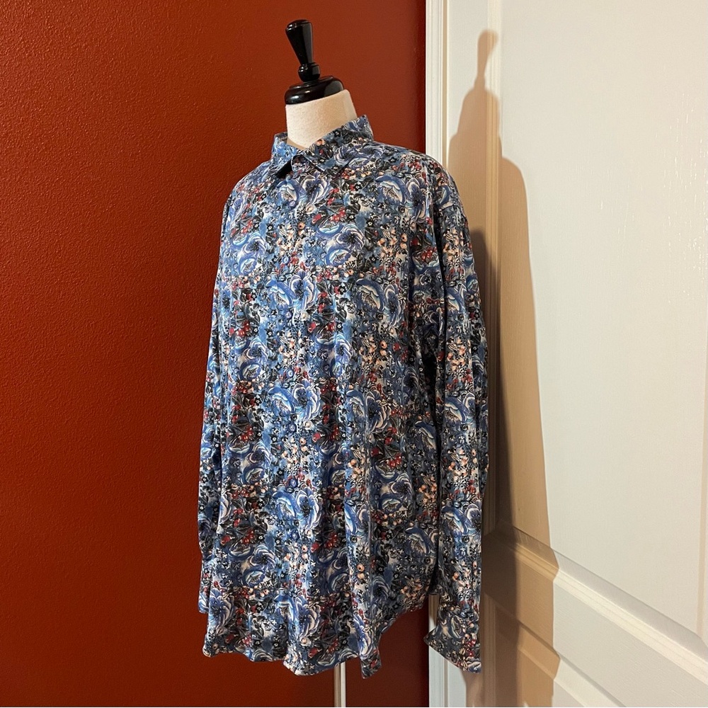 Robert Graham Men’s Floral‎ & Fruit Button Down Long Sleeve Flip Cuff Camp Shirt